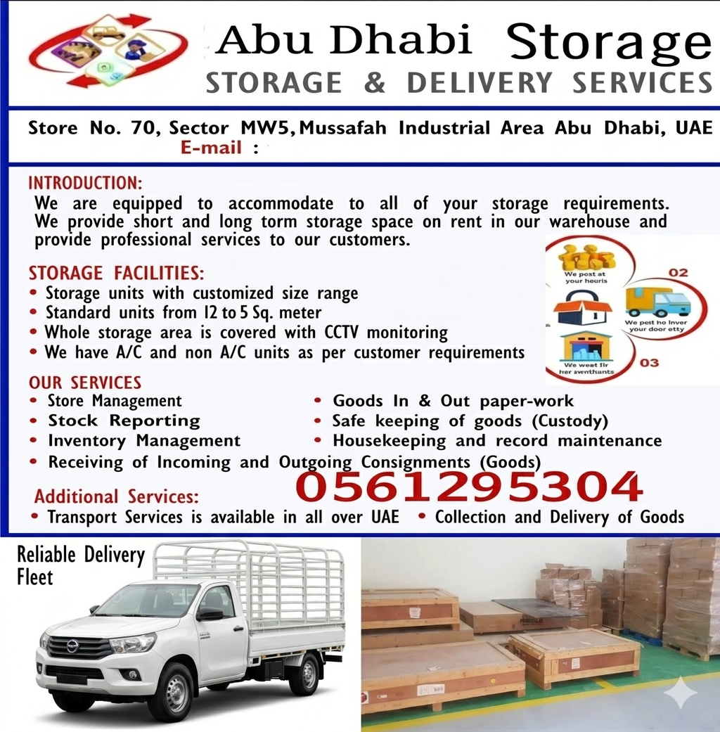 Abu Dhabi storage and delivery services