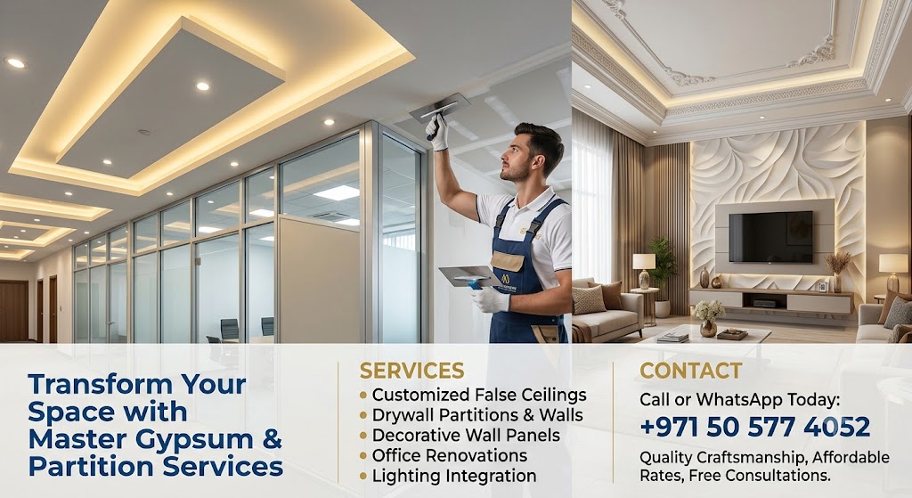 gypsum partition work in dubai