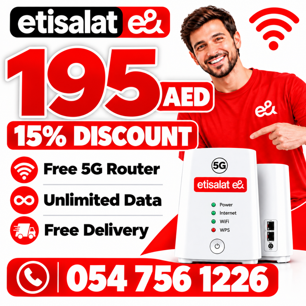Etisalat home wireless 15% discount | Free delivery 