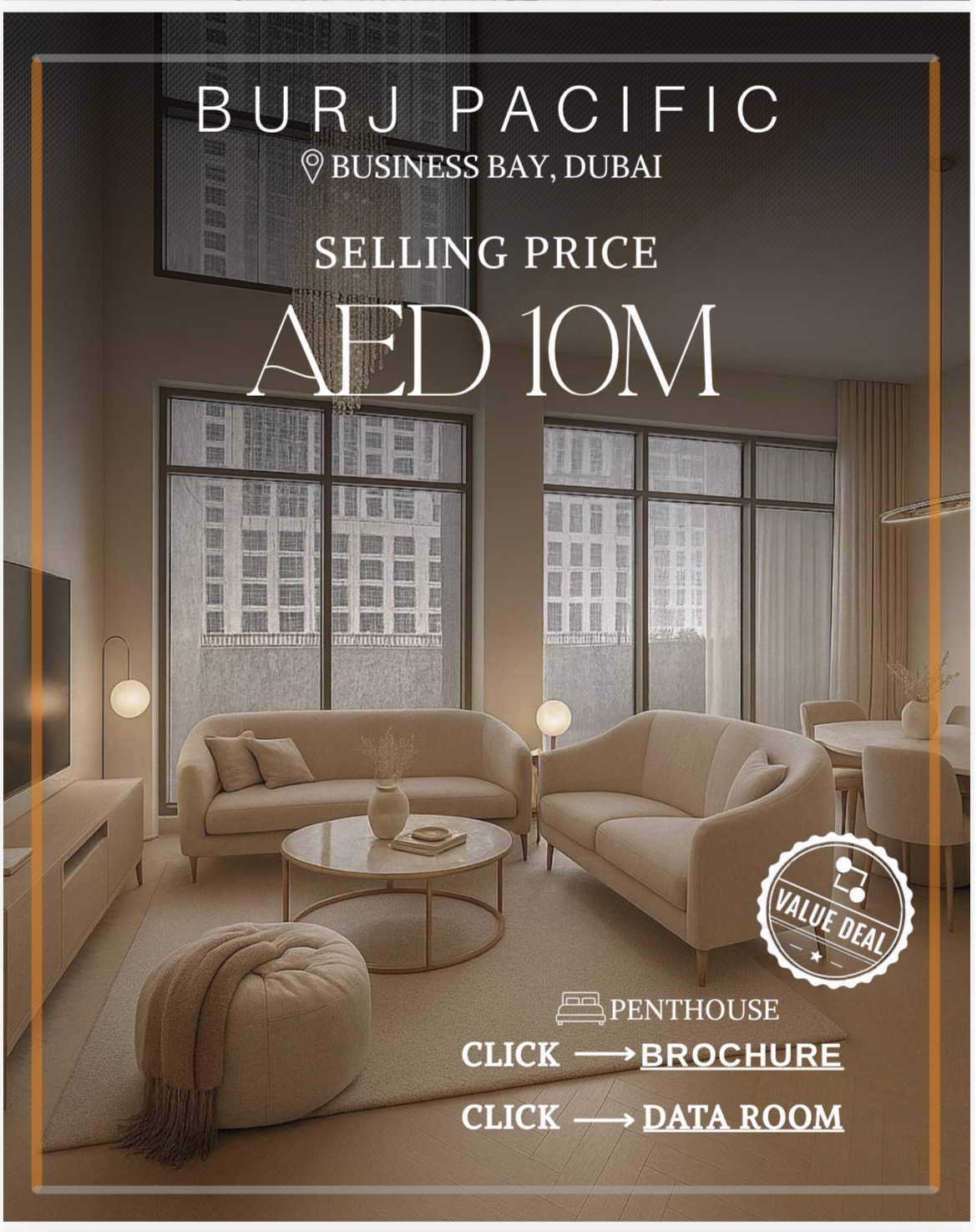 Penthouse for sale in Burj Pacific, Business Bay