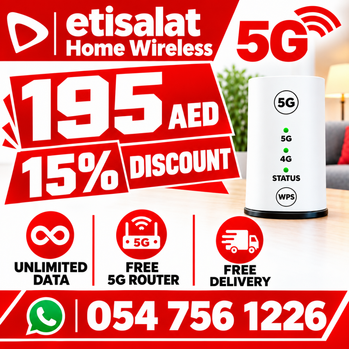 Etisalat home wifi 15% discount for all customers