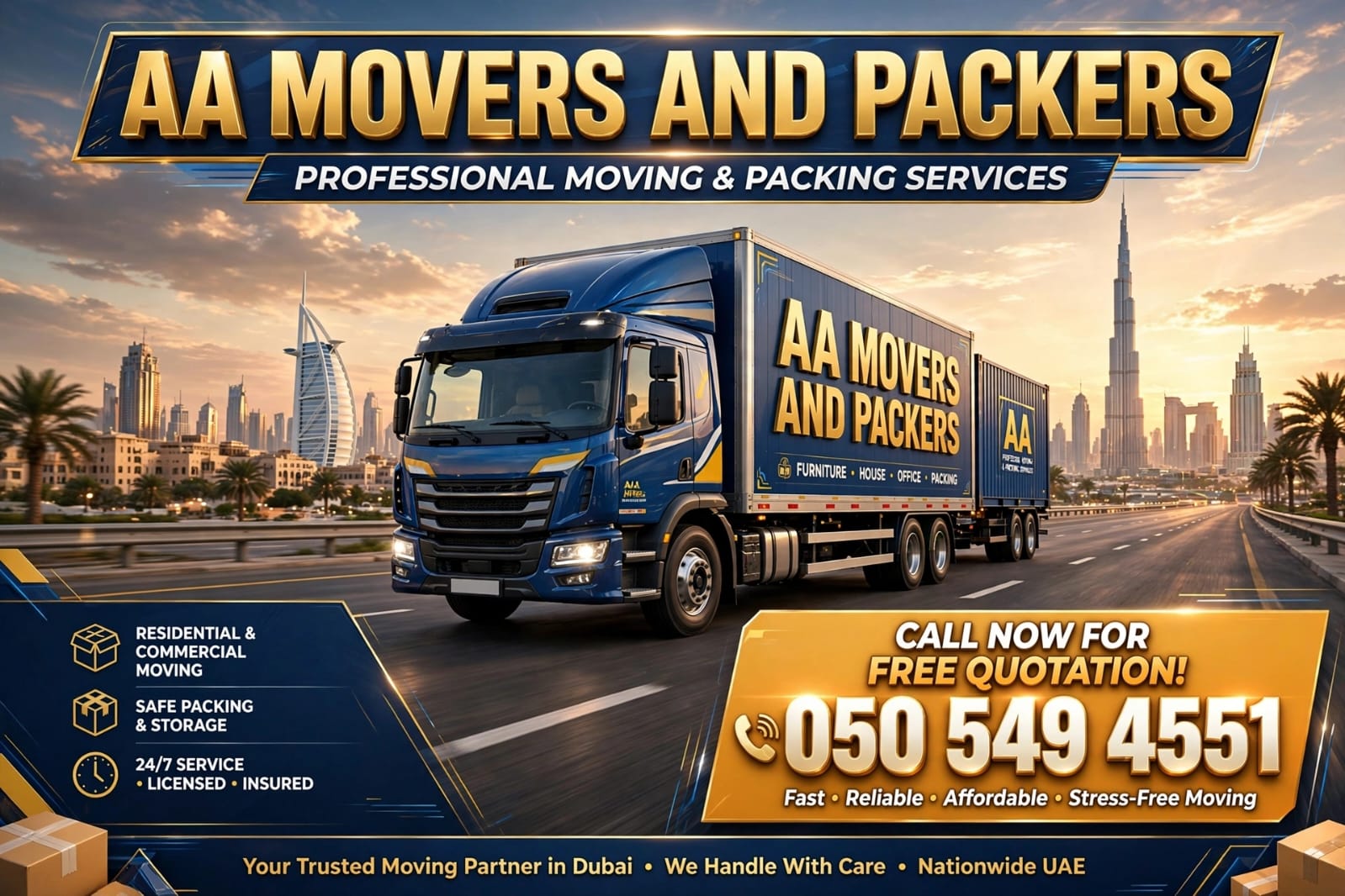 AA Movers & Packers Dubai | Best Villa Movers in Dubai | Safe Fast Reliable