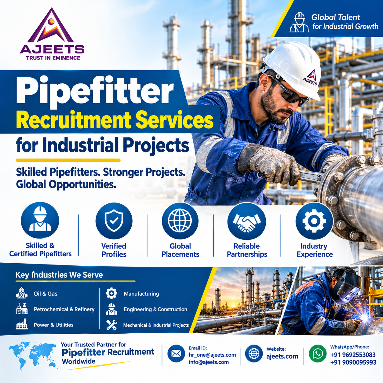 Pipefitter Recruitment Services for Industrial Projects | AJEETS