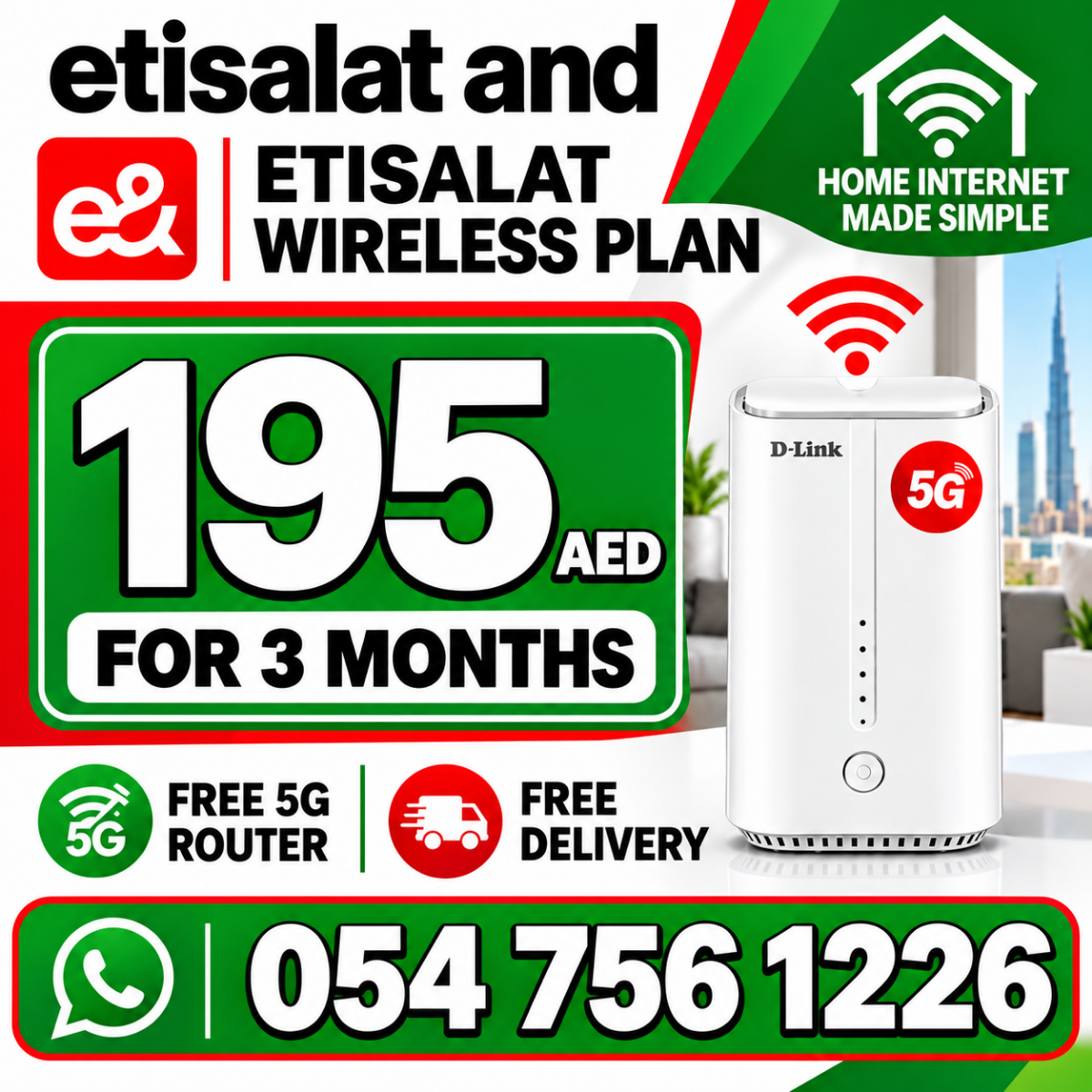 Etisalat home wifi 15% discount for all customers