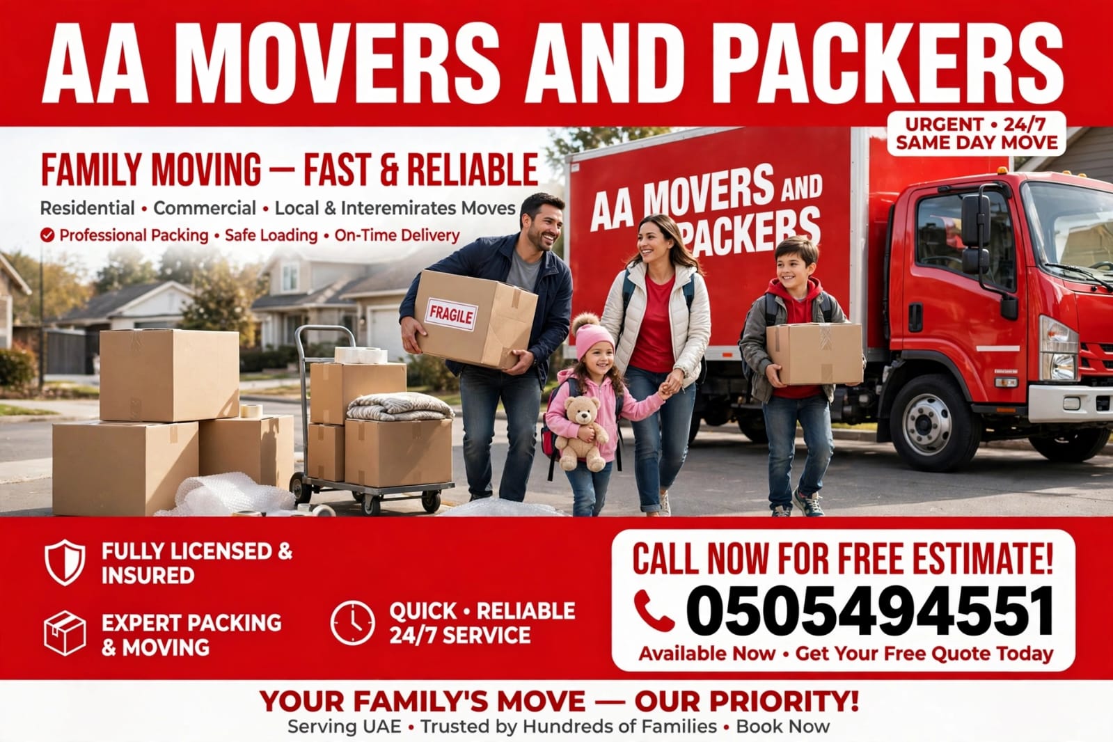 AA Movers & Packers Dubai | Best Villa Movers in Dubai | Safe Fast Reliable