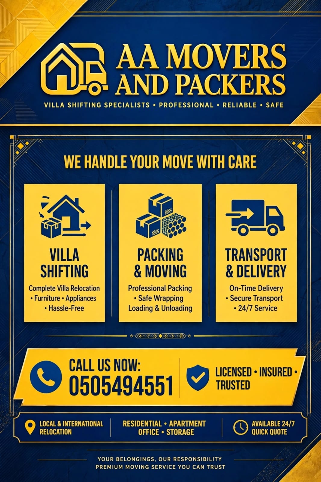 AA Movers & Packers Dubai | Best Villa Movers in Dubai | Safe Fast Reliable