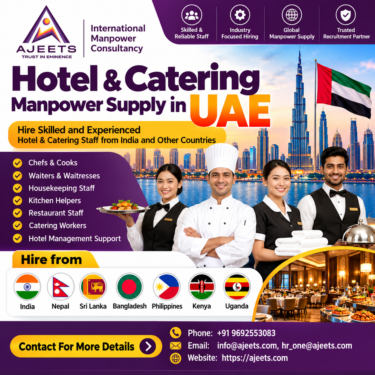 Hotel & Catering Manpower Supply in UAE 