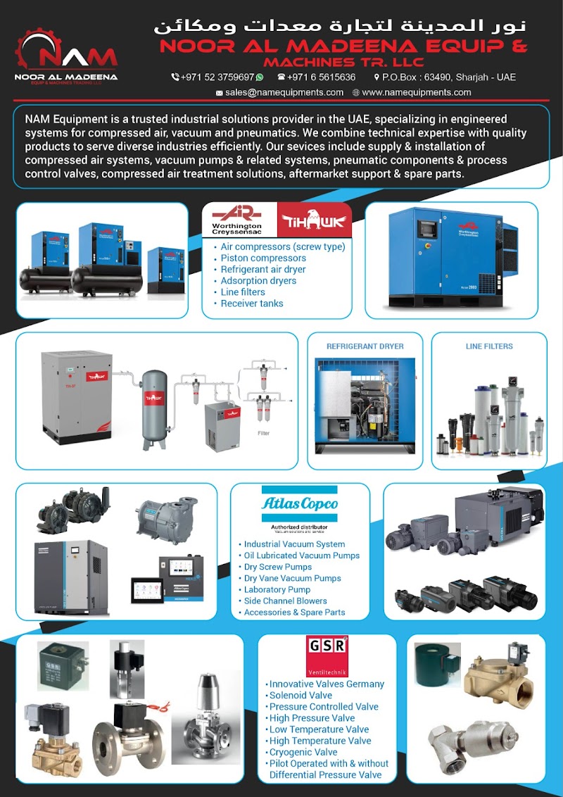 Noor Al Madeena Equip & Machines Tr LLC — Compressors in Sharjah, Al Nahda